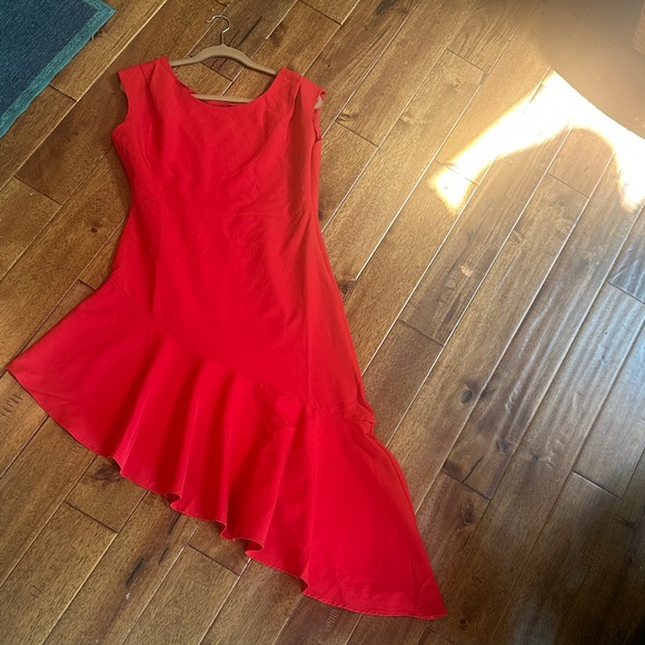 Boston Proper Red Asymmetrical Dress size 10 NWOT - Picture 1 of 4